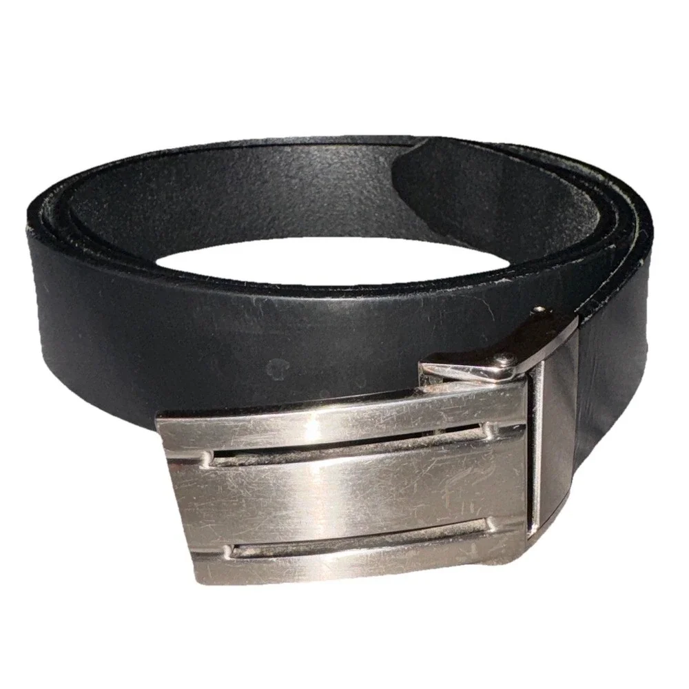 Buckle Genuine Leather Belt  Black Silver Australia  40 - 102 Men's Size 40